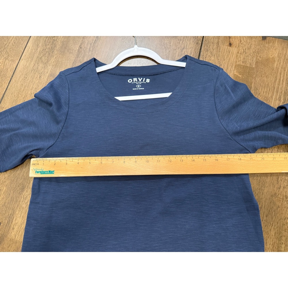 Orvis Classic Collection Navy Blue Slub Knit Scoop Neck Short Sleeve Tee Shirt M - Picture 3 of 5